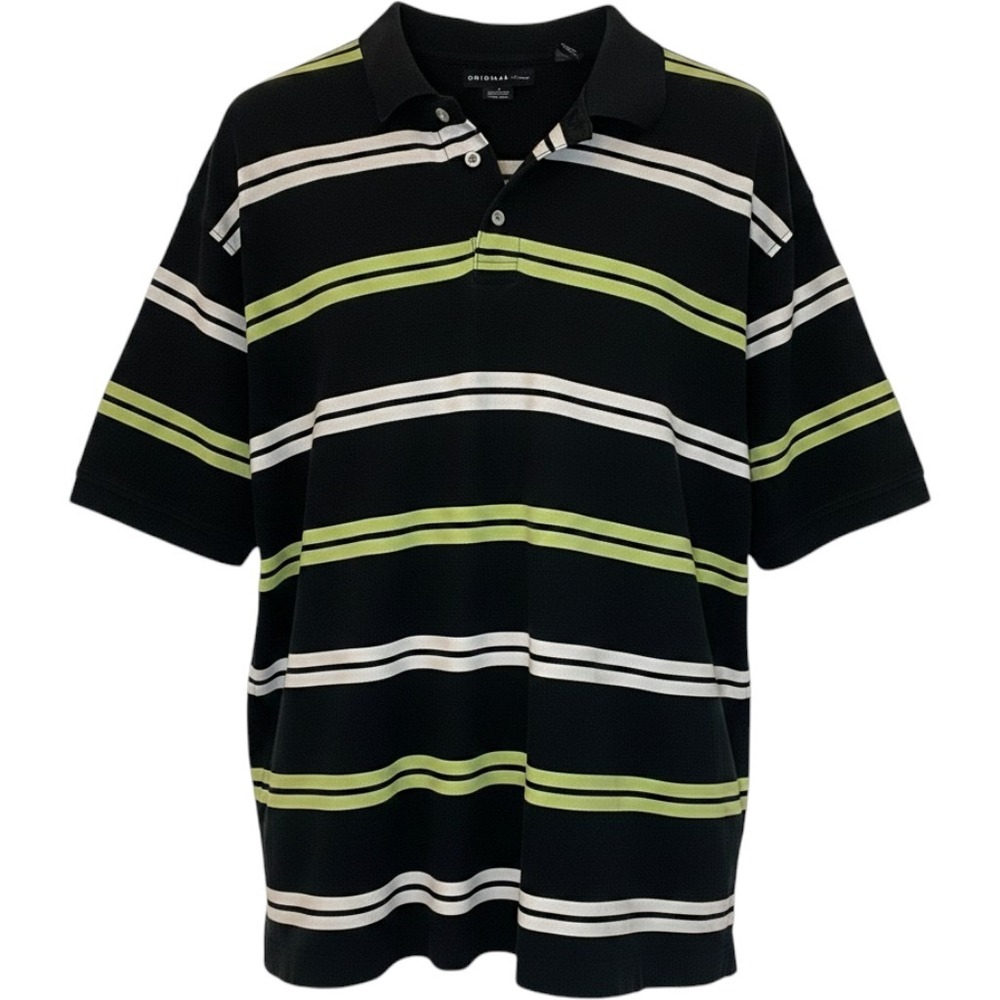 Y2K Polo Shirt Mens 3X Back To School Streetwear Causal‎ Vintage Striped